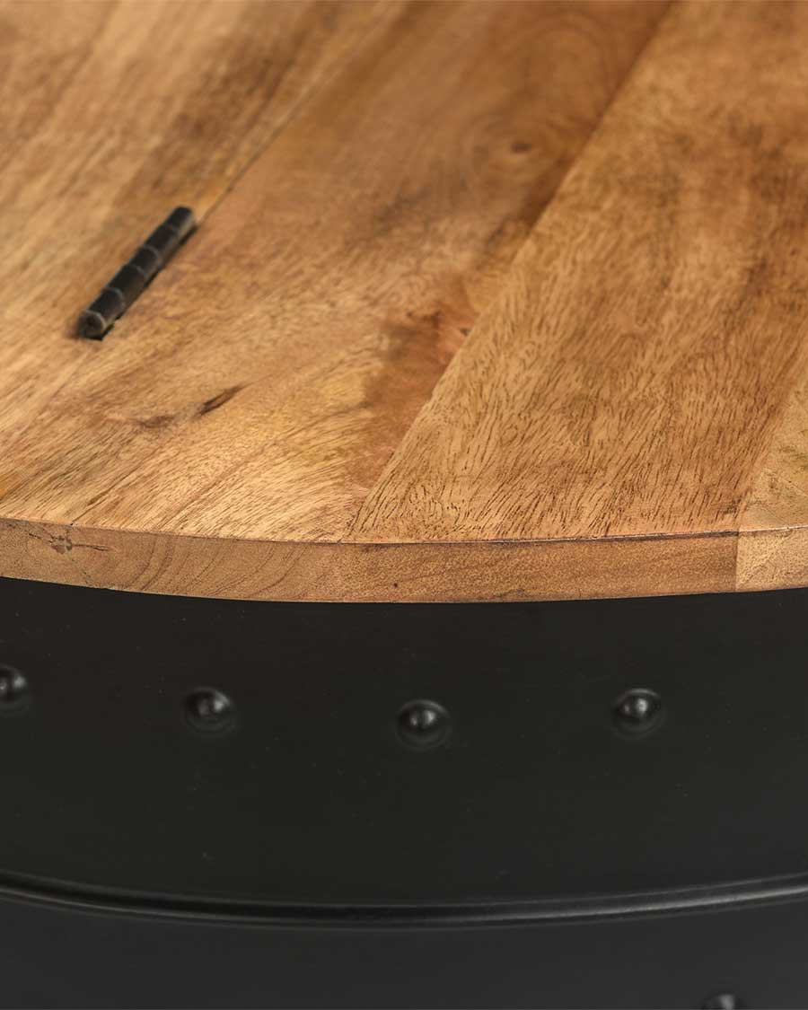 Lasco - Round metal and wood storage coffee table