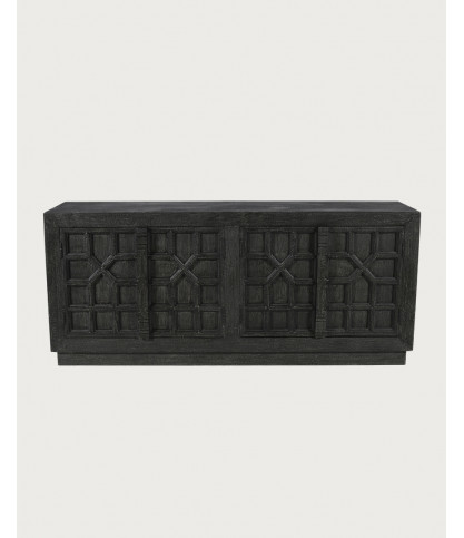 Zaraya - Low carved sideboard in solid mango wood, 185 cm