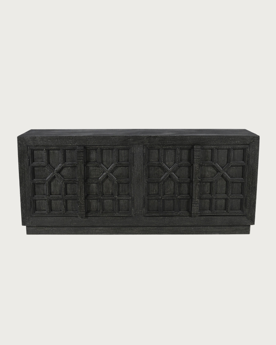Zaraya – Niedriges, geschnitztes Sideboard aus massivem Mangoholz, 185 cm