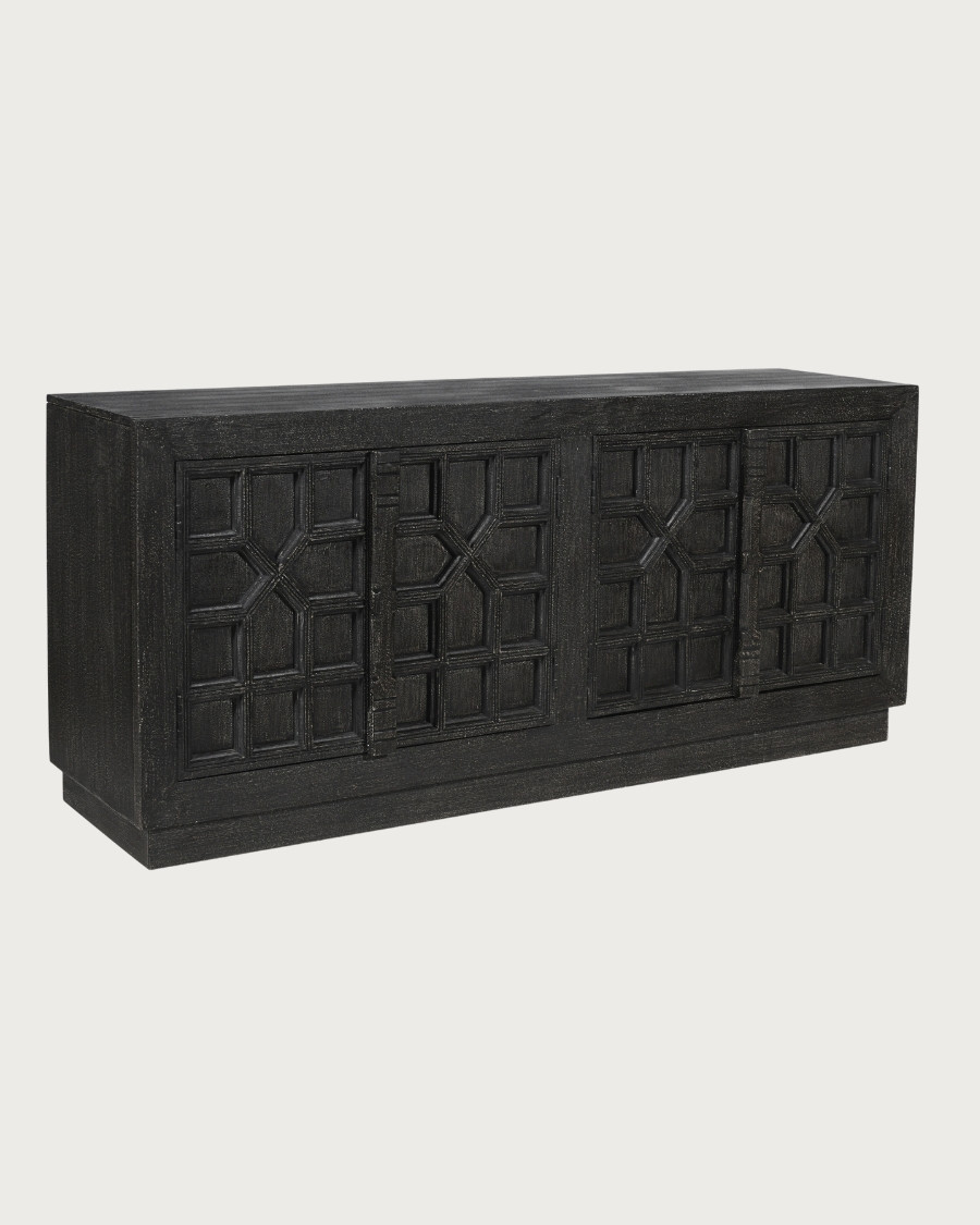 Zaraya – Niedriges, geschnitztes Sideboard aus massivem Mangoholz, 185 cm