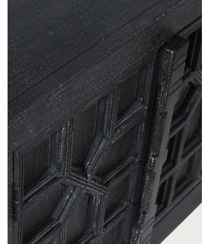 Zaraya - Low carved sideboard in solid mango wood, 185 cm