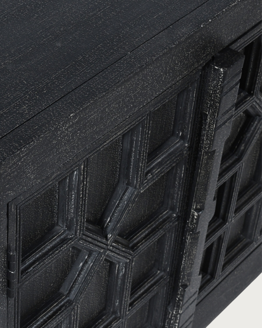 Zaraya - Credenza bassa intagliata in legno massello di mango, 185 cm