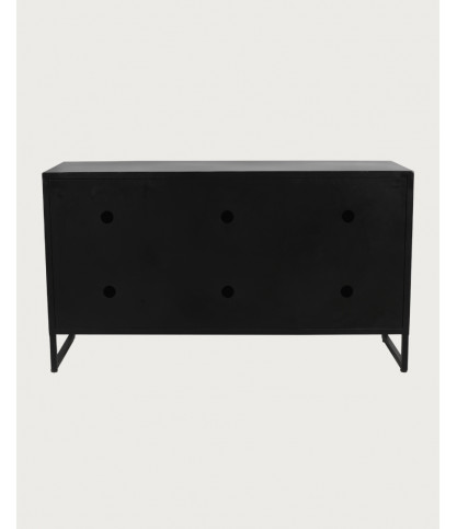 Mandala - Credenza bassa a 3 ante in teak riciclato e metallo nero, 145 cm