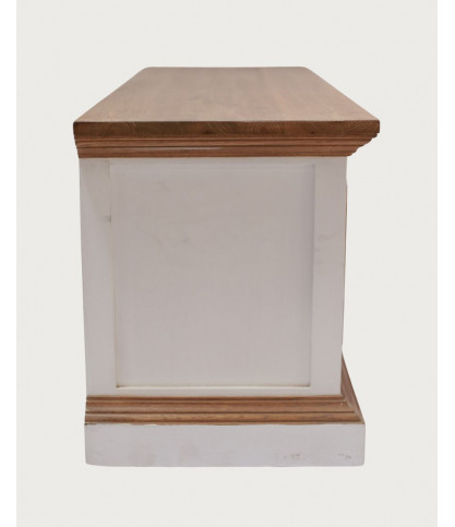 Inda - TV Ständer aus massivem Sungkai Holz, weiß und natur, 140 cm