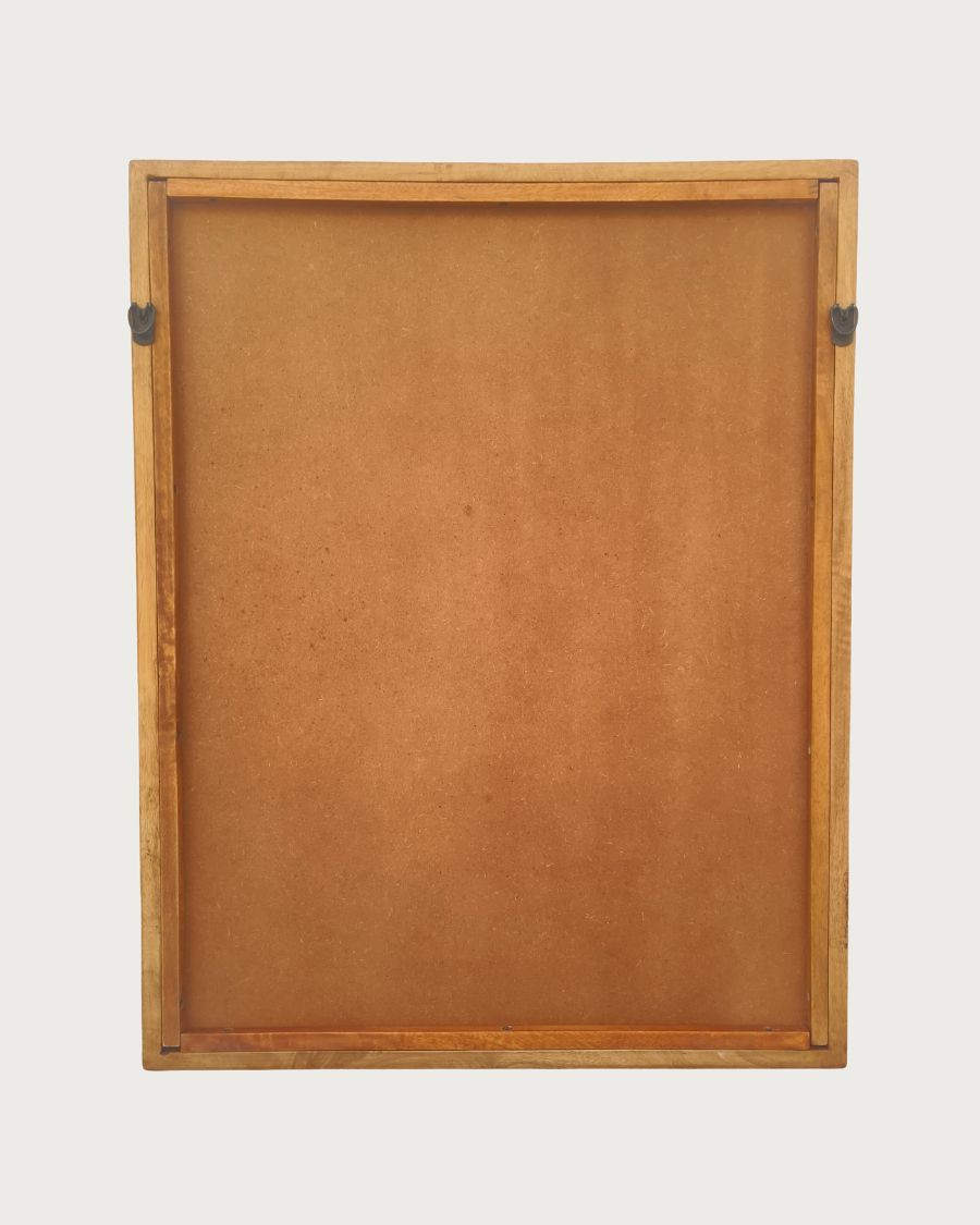 Rovio - Espejo de pared rectangular grande de madera de mango
