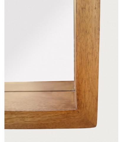 Rovio - Espejo de pared rectangular grande en madera de mango