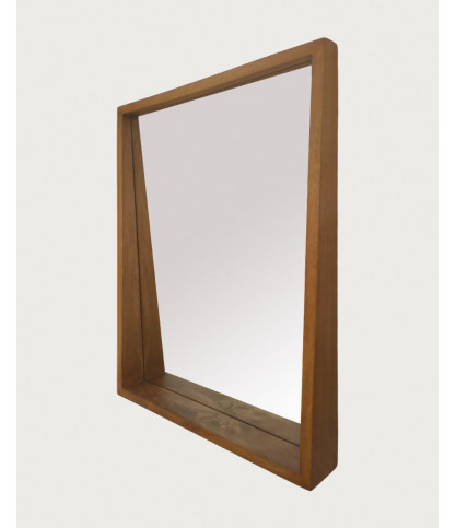 Rovio - Espejo de pared rectangular grande de madera de mango