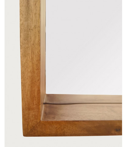 Rovio - Espejo de pared rectangular grande de madera de mango