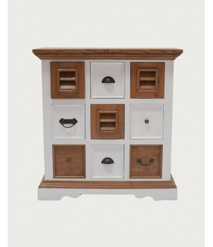 Inda - Kleines Sideboard aus massivem, weißem und naturbelassenem Mindy Holz, 80 cm