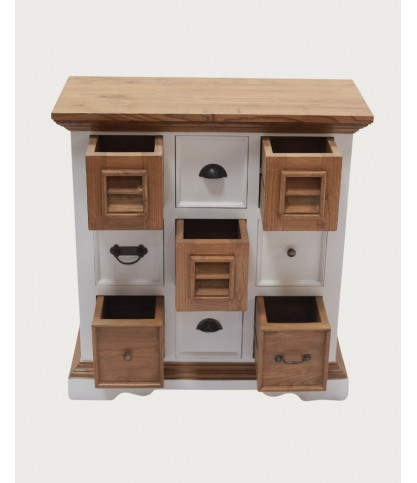Inda - Kleines Sideboard aus massivem, weißem und naturbelassenem Mindy Holz, 80 cm