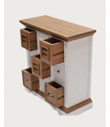 Inda - Kleines Sideboard aus massivem, weißem und naturbelassenem Mindy Holz, 80 cm