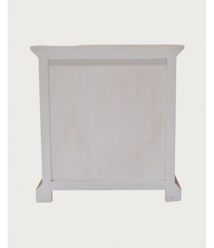 Inda - Kleines Sideboard aus massivem, weißem und naturbelassenem Mindy Holz, 80 cm