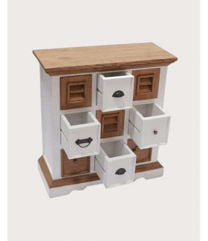 Inda - Kleines Sideboard aus massivem, weißem und naturbelassenem Mindy Holz, 80 cm