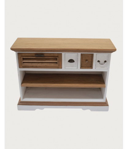 Inda - Console blanc et naturel en bois de Sungkai