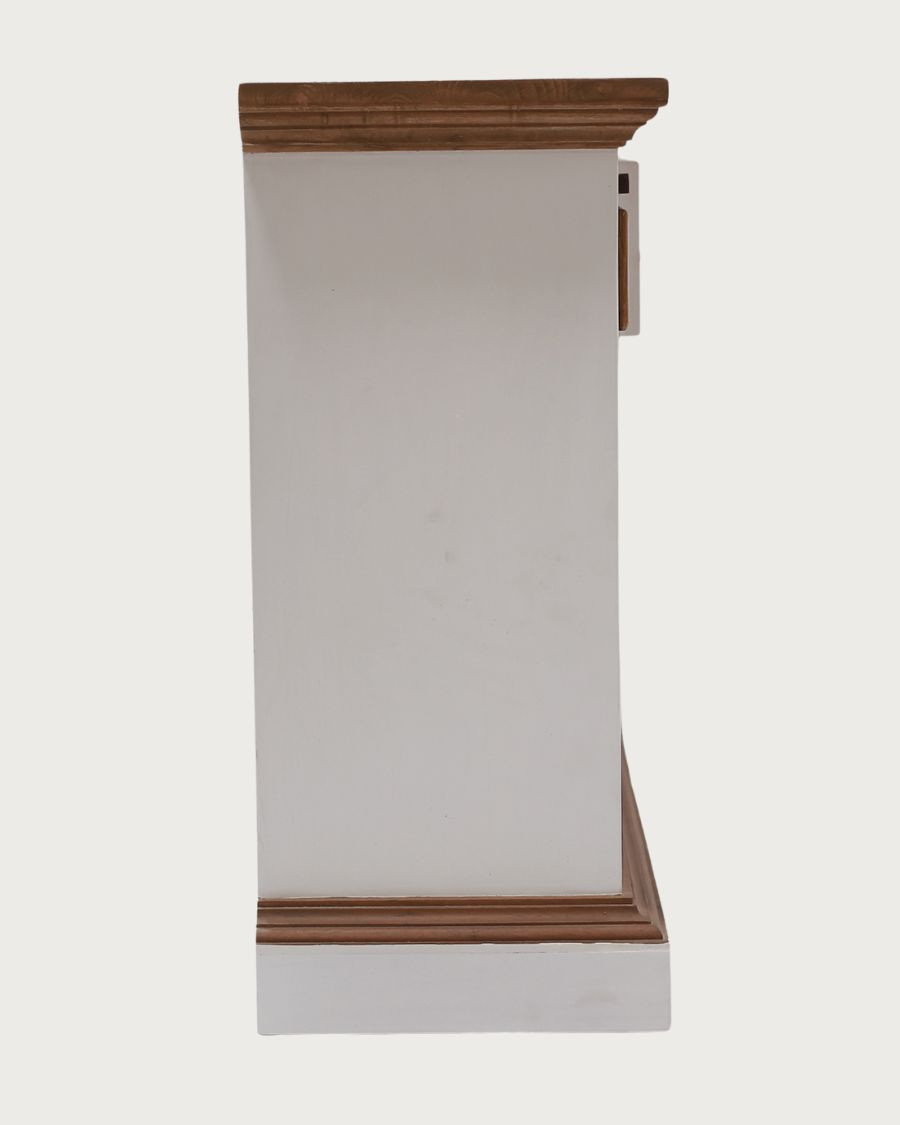 Inda - Console blanc et naturel en bois de Sungkai