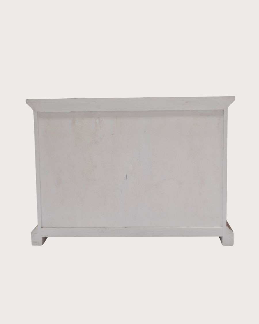 Inda - Console blanc et naturel en bois de Sungkai