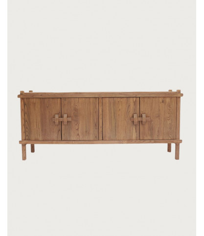 NARA - Low sideboard in solid teak wood, 190 cm - Asian style