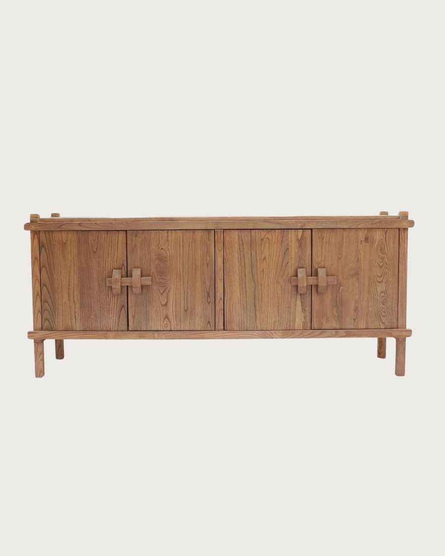 NARA - Low sideboard in solid teak wood, 190 cm - Asian style