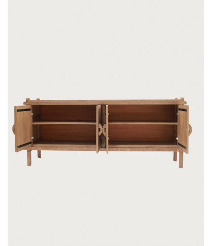 NARA - Credenza bassa in legno massello di teak, 190 cm - Stile asiatico