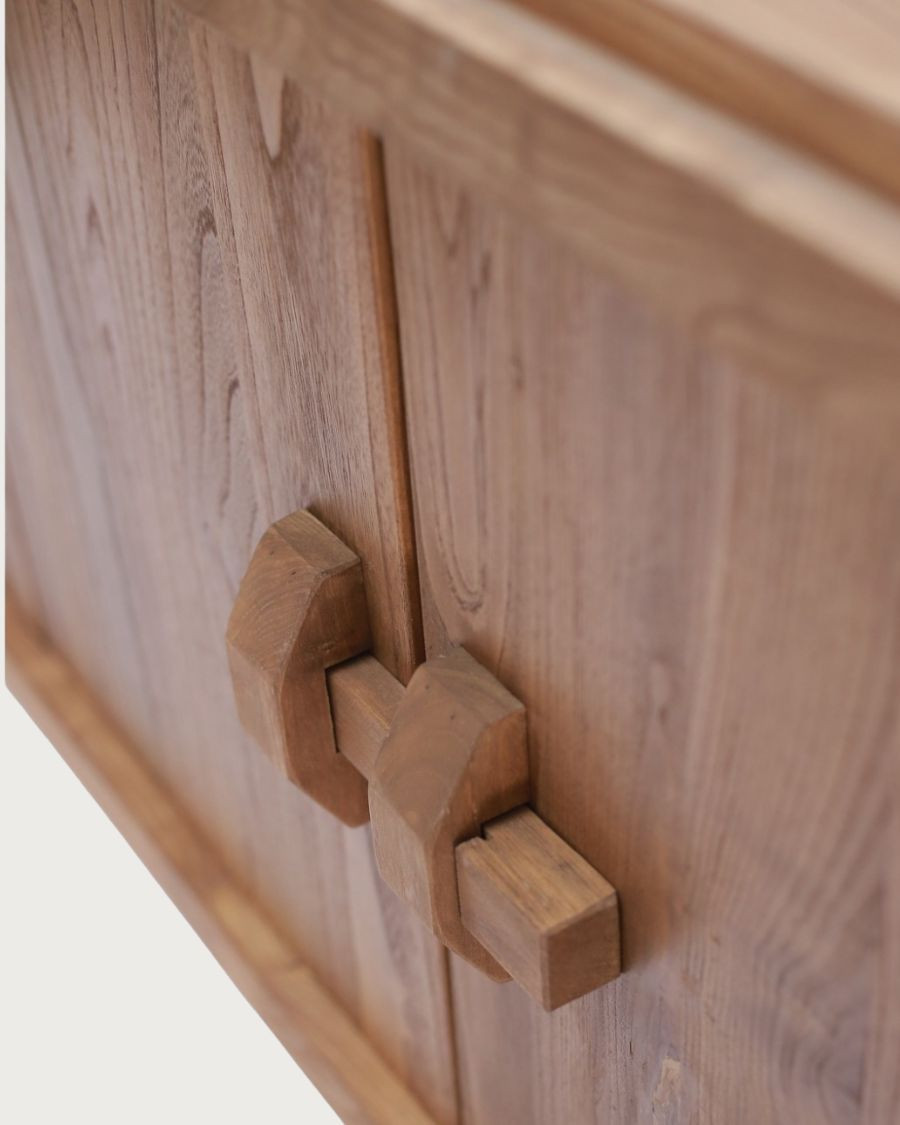 NARA - Aparador bajo de madera maciza de teca, 190 cm - Estilo asiático