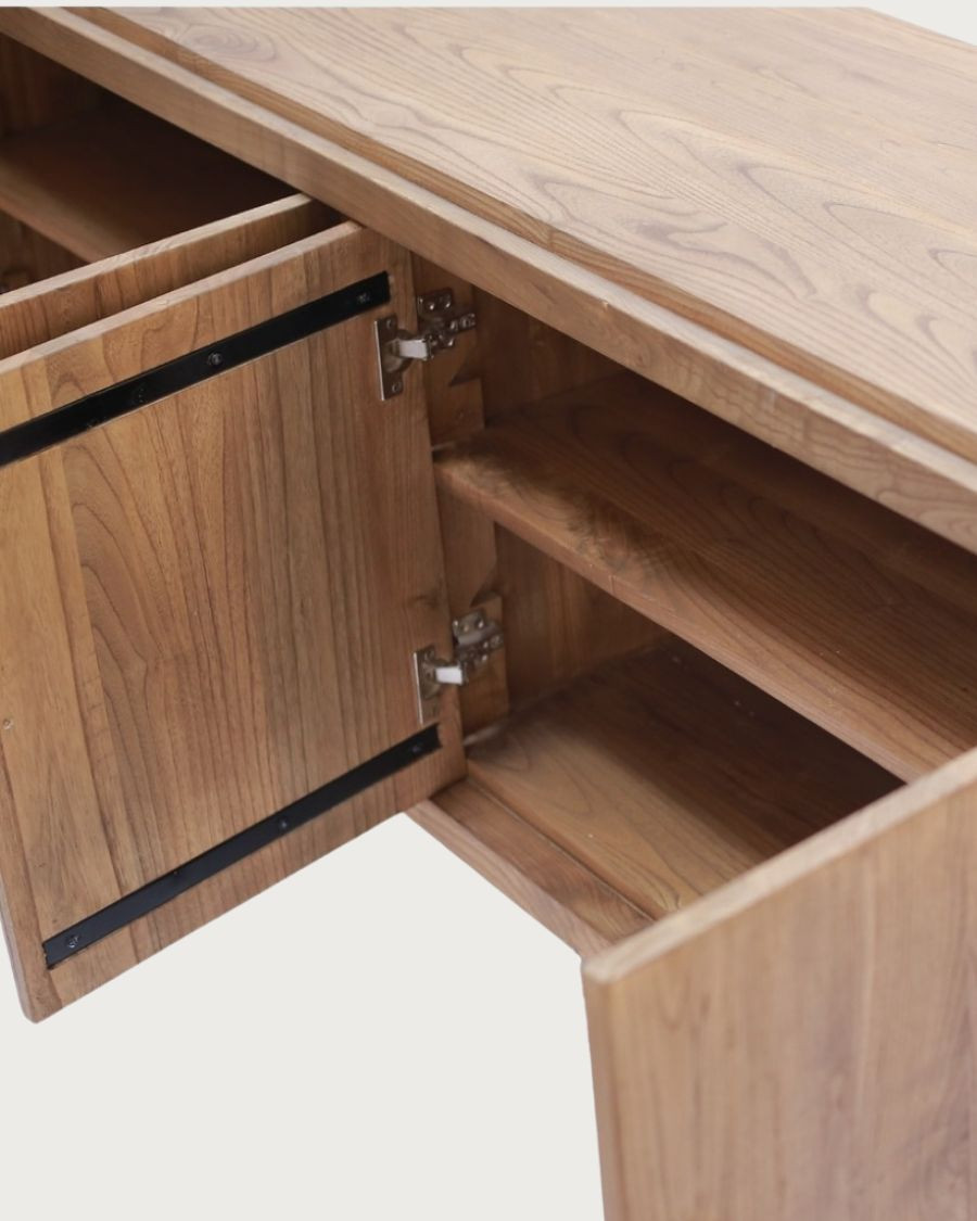NARA - Credenza bassa in legno massello di teak, 190 cm - Stile asiatico