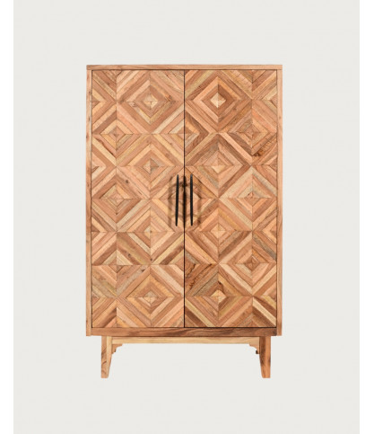 Naya - Armario de madera maciza de mango con 2 puertas