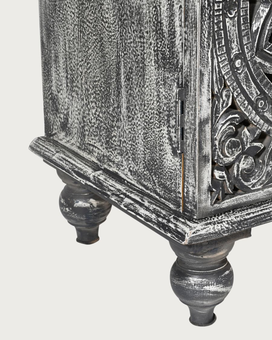Lotus - Soporte de TV de madera maciza de mango cerusa 150 cm