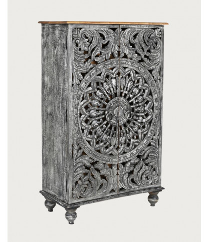 Lotus - Small limed cabinet in solid mango wood