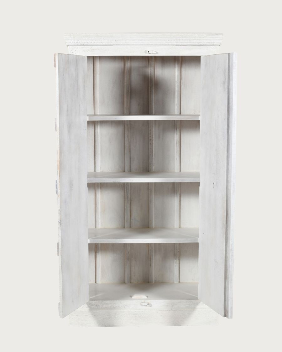 Viva - 2-door wardrobe in solid carved mango wood