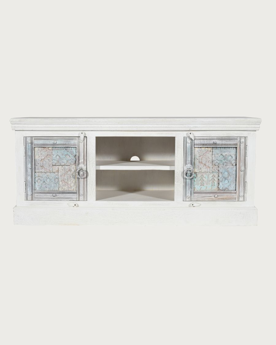 Viva - Meuble TV en manguier massif sculpté 150 cm