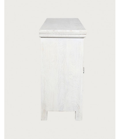 Viva - Aparador blanco de 2 puertas de madera maciza, 170 cm