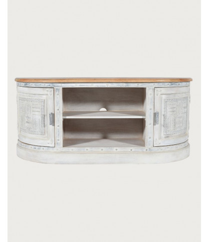Argo - Mueble para TV de madera maciza de mango tallada de 150 cm