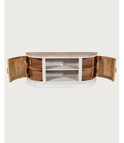 Argo - Mobile porta TV in legno massello di mango intagliato, 150 cm