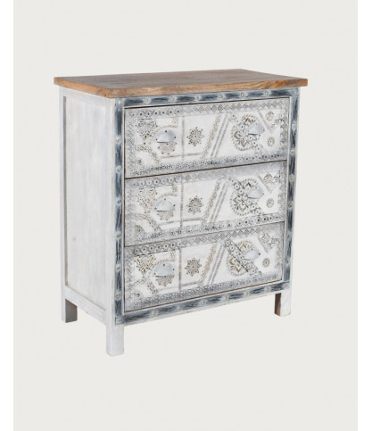 Blossom -Carved solid wood chest of drawers 85 cm