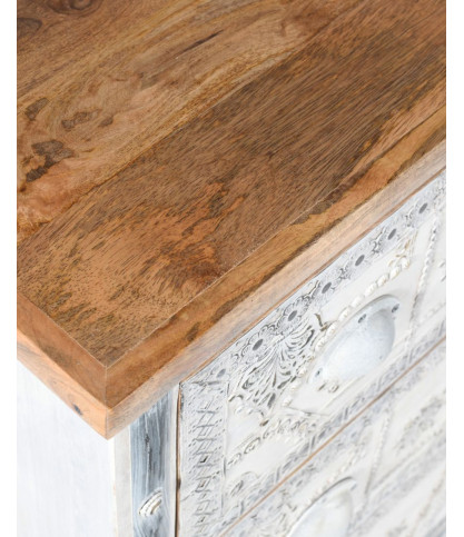 Blossom - Buffet haut en bois de manguier massif sculpté 85 cm