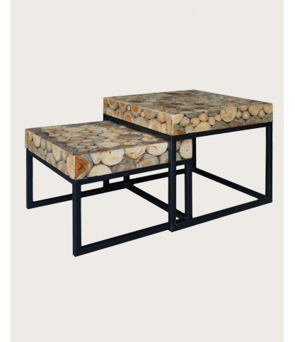 Aïda - Square teak nesting coffee table