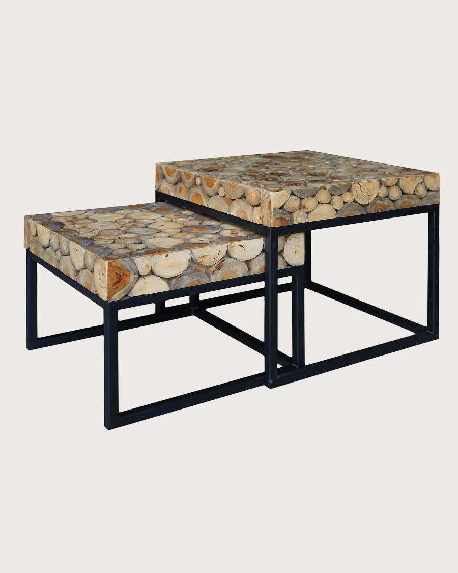 Aïda - Square teak nesting coffee table