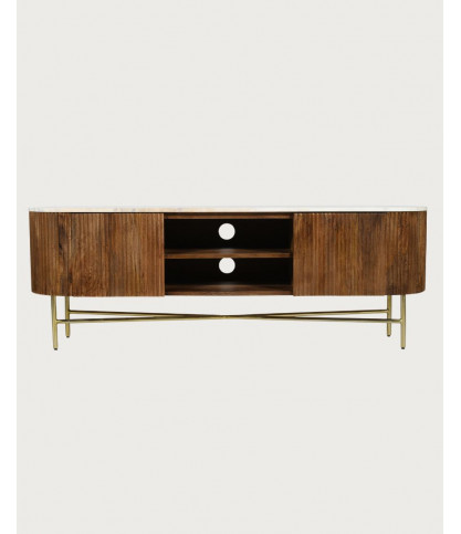 Céline - Meuble tv en bois avec plateau marbre 150 cm
