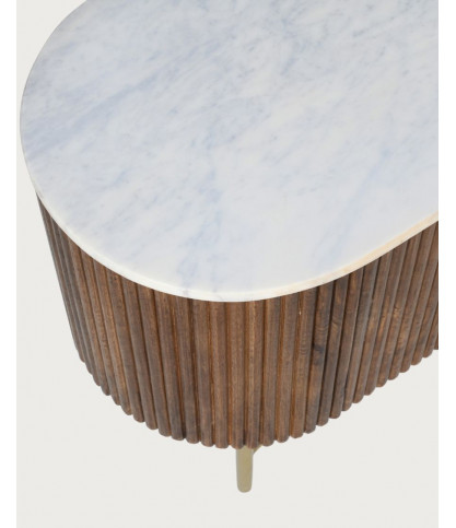 Céline - Meuble tv en bois avec plateau marbre 150 cm