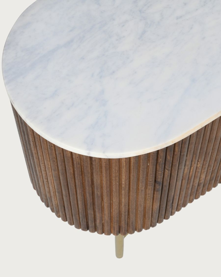Céline - Mueble de TV de madera de mango con encimera de mármol 150 cm