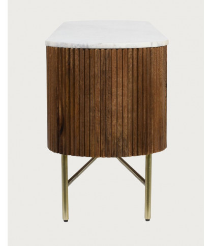 Céline - Meuble tv en bois avec plateau marbre 150 cm