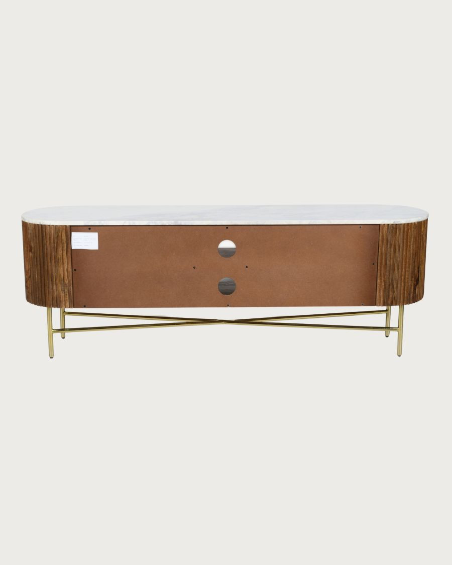 Céline - Meuble tv en bois avec plateau marbre 150 cm