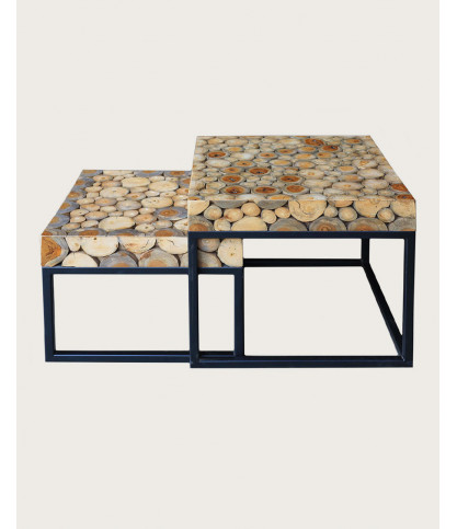 Aïda - Square nesting coffee table in teak