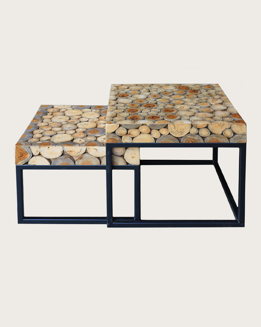 Aïda - Square teak nesting coffee table