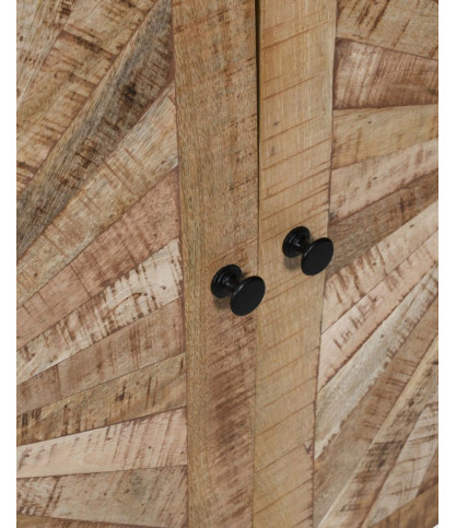 Sunet - Aparador de madera maciza y mármol blanco 160 cm