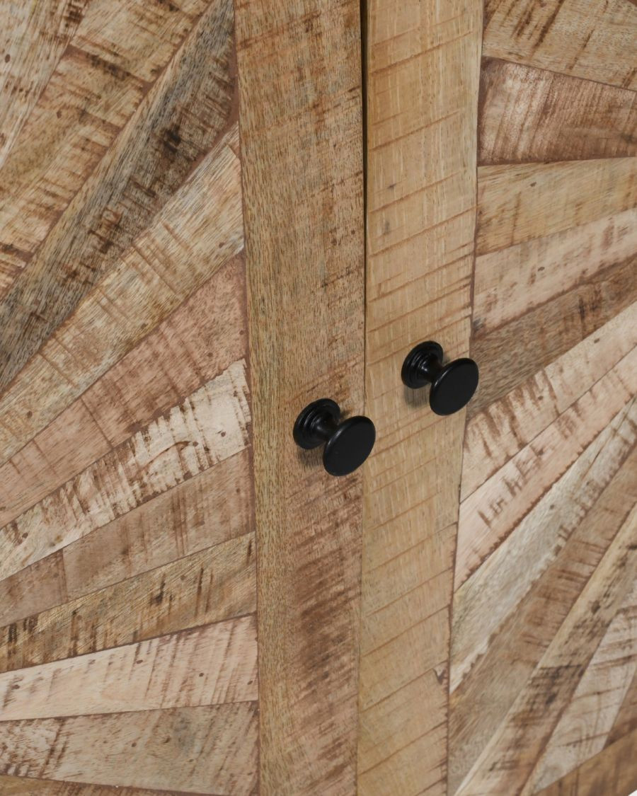 Sunet - Aparador de madera maciza y mármol blanco 160 cm