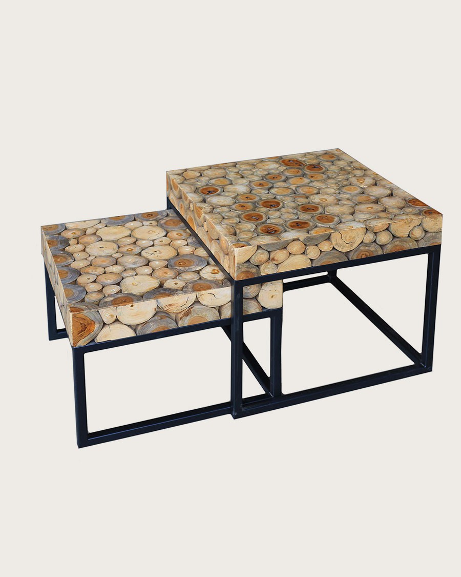 Aïda - Square teak nesting coffee table