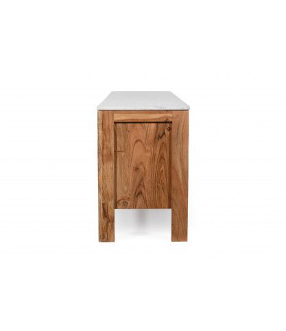 Havena - Mueble de TV de madera maciza de acacia y mármol blanco