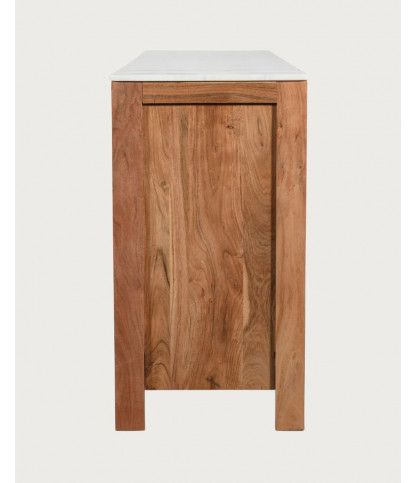 Havena - Buffet en bois massif en marbre blanc 180 cm