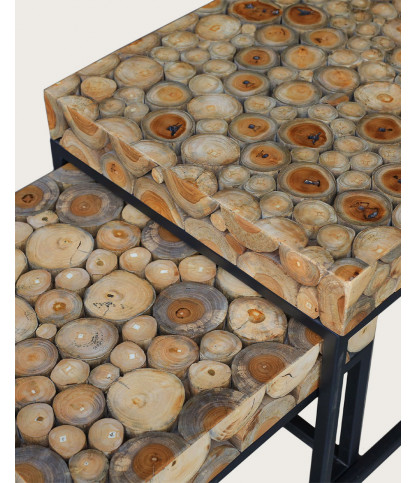 Aïda - Square teak nesting coffee table